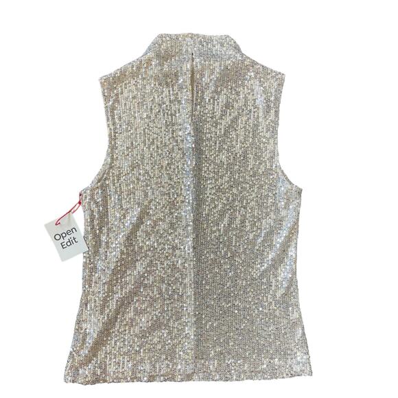 Open Edit Sequin Mesh Sleeveless Top Size XXS - Picture 2 of 4
